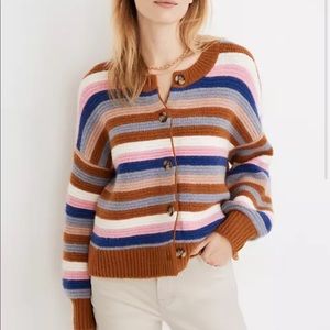 Madewell Striped Springview Cardigan Sweater in Coziest Yarn